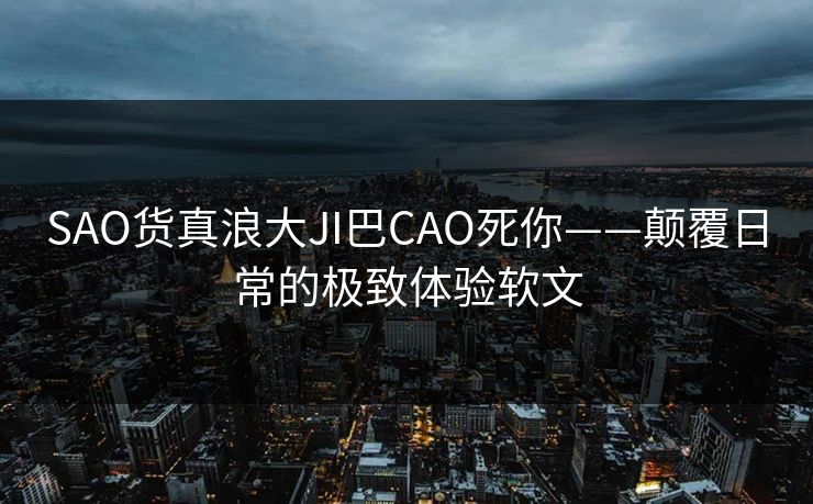SAO货真浪大JI巴CAO死你——颠覆日常的极致体验软文 SAO货真浪大JI巴CAO死你——颠覆日常的极致体验软文