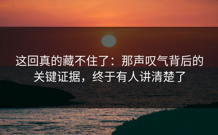 这回真的藏不住了:那声叹气背后的关键证据,终于有人讲清楚了 这回真的藏不住了:那声叹气背后的关键证据,终于有人讲清楚了